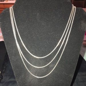 Heavy box chain triple strand necklace